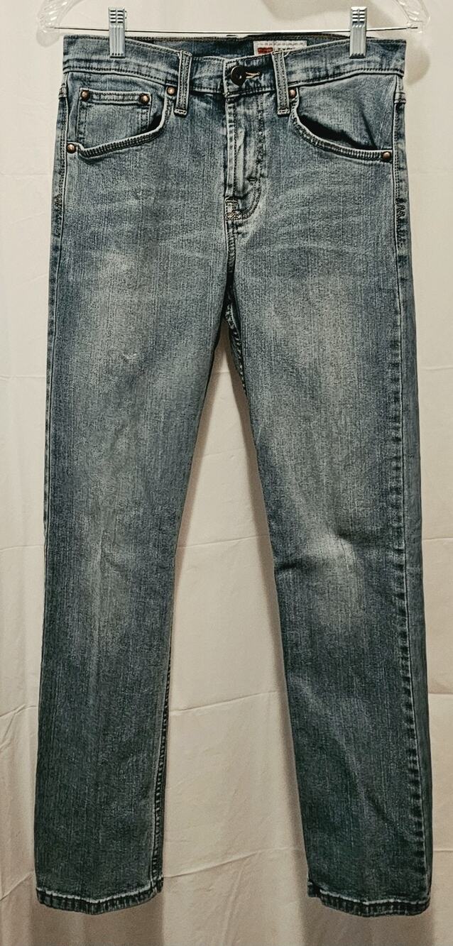 Wrangler Slim Straight Denim Jeans Mens Size 28x30 Light Blue Wash Zip Fly